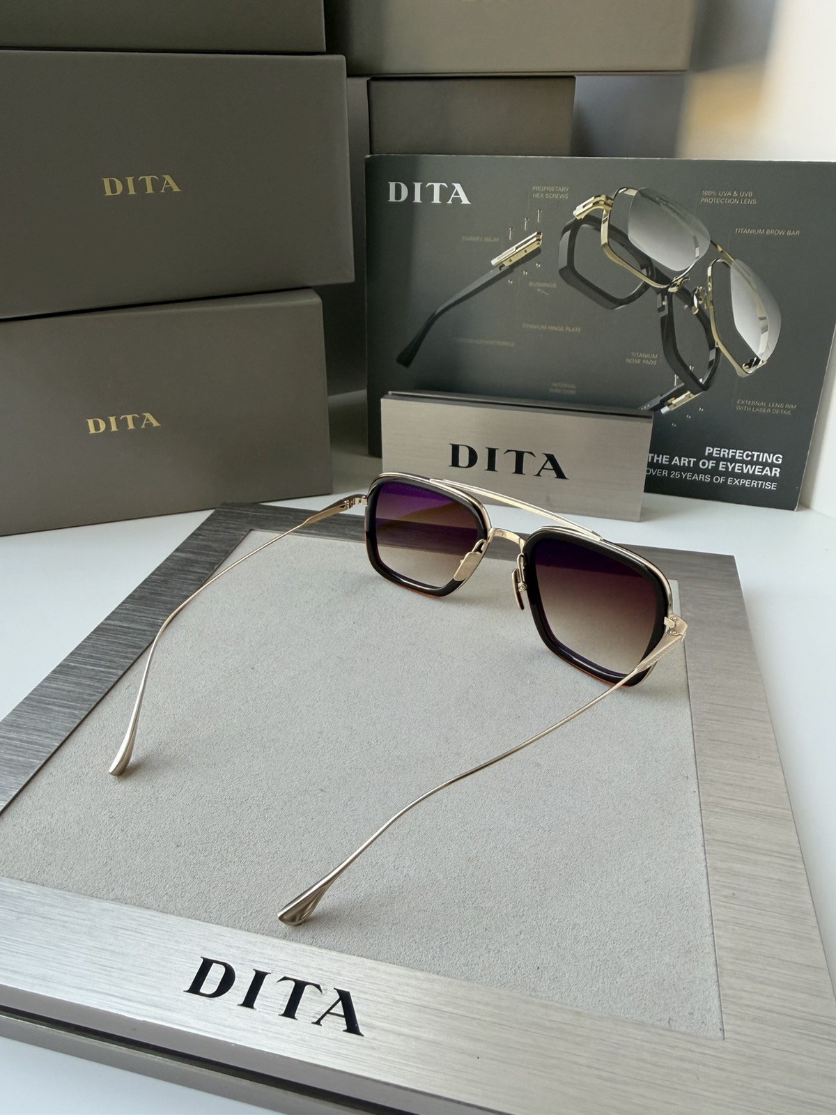 DITA FLIGHT 006 7806 W Root Beer Gold Brown Gradient Lens Sunglasses AUTHENTIC