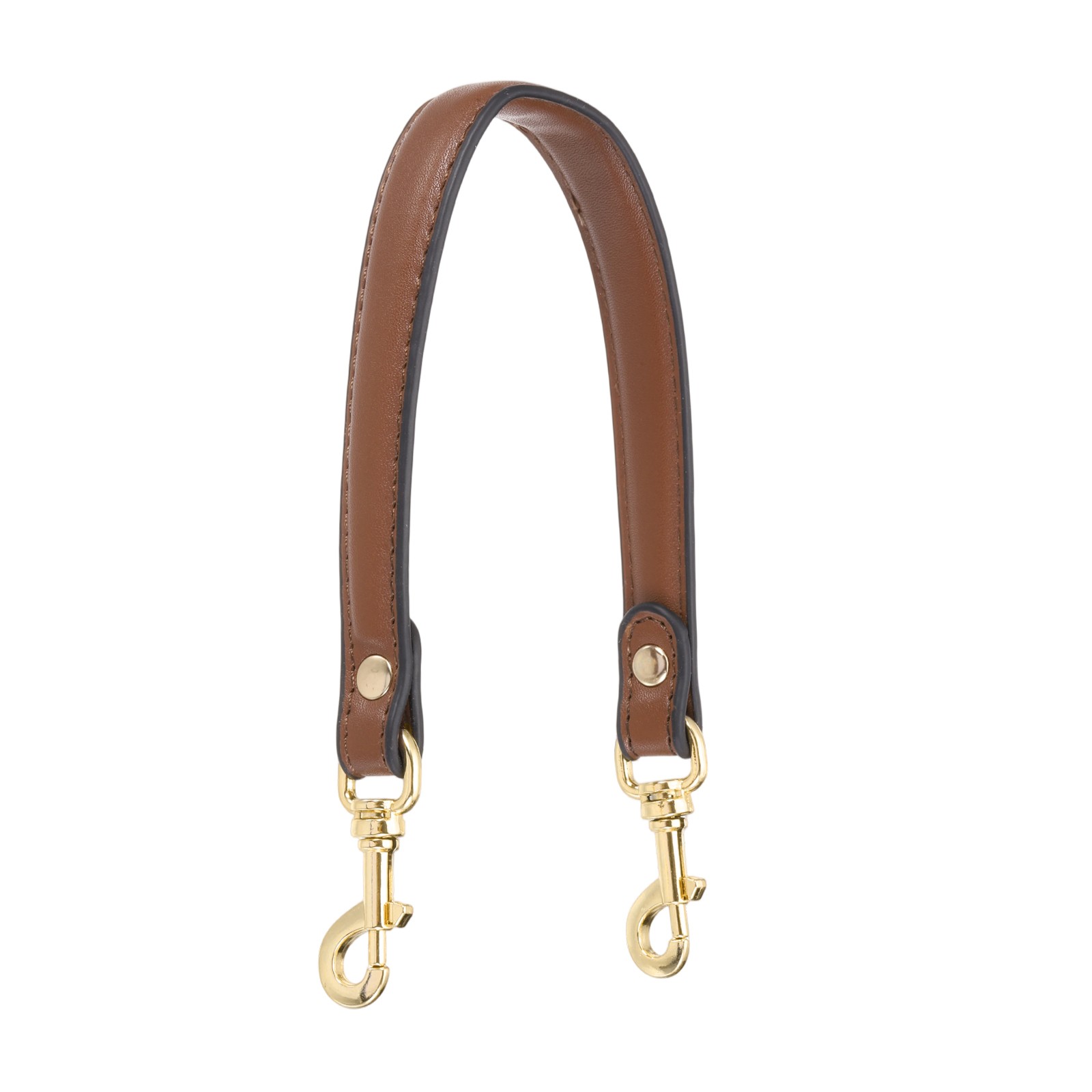 15 Inch Leather Purse Strap 1 Inch Short Handle Bag Strap Brown/Light Gold