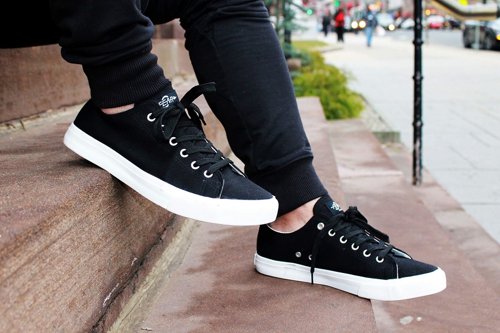 Fear0 Unisex True to Size Black White Tennis Casual Canvas Sneakers Shoes Sz 9.5