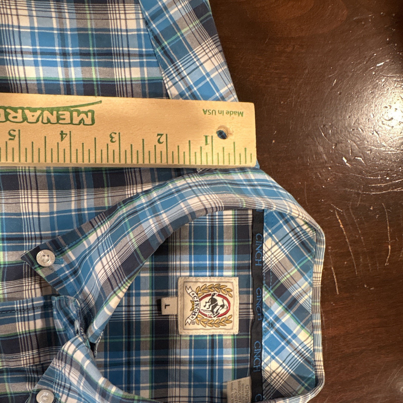 (3)Cinch Men’s L Plaid Button-Down Collared Button-Up Shirt
