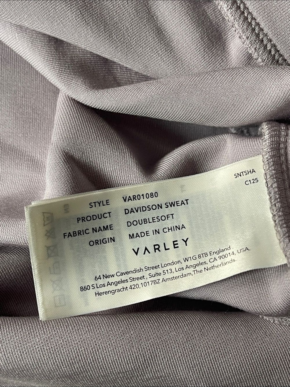 Varley Davidson Sweatshirt Lavendar DoubleSoft Half Zip Mock Neck