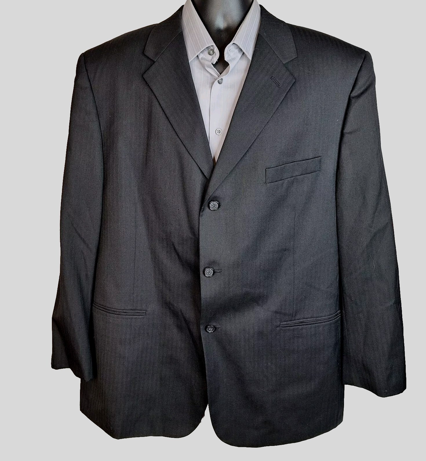 Burt Pullitzer Jacket Blazer Mens 48R 3 Button Ventless Black Wool Blend