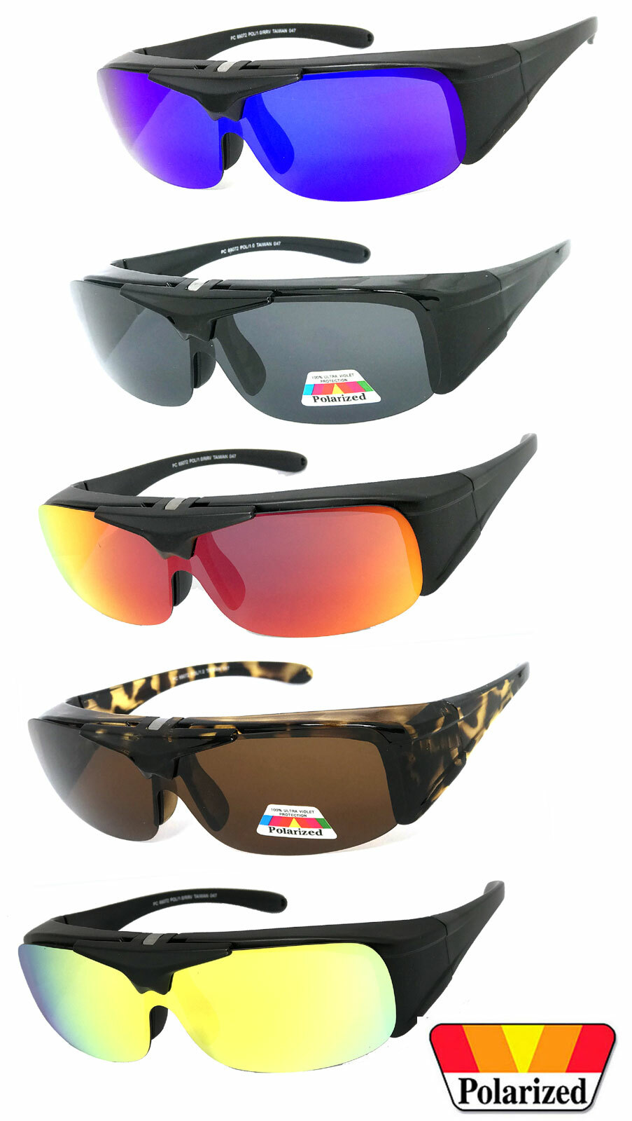 New Flip Up Fit Over Sunglasses Polarized Mirror Lens Over PRESCRIPTION GLASSES
