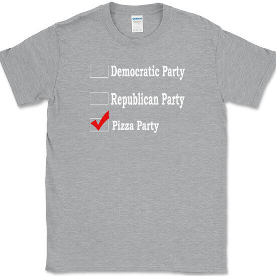 Republican Party Democrat Party Pizza Party T-Shirt Funny Political Food Tee
