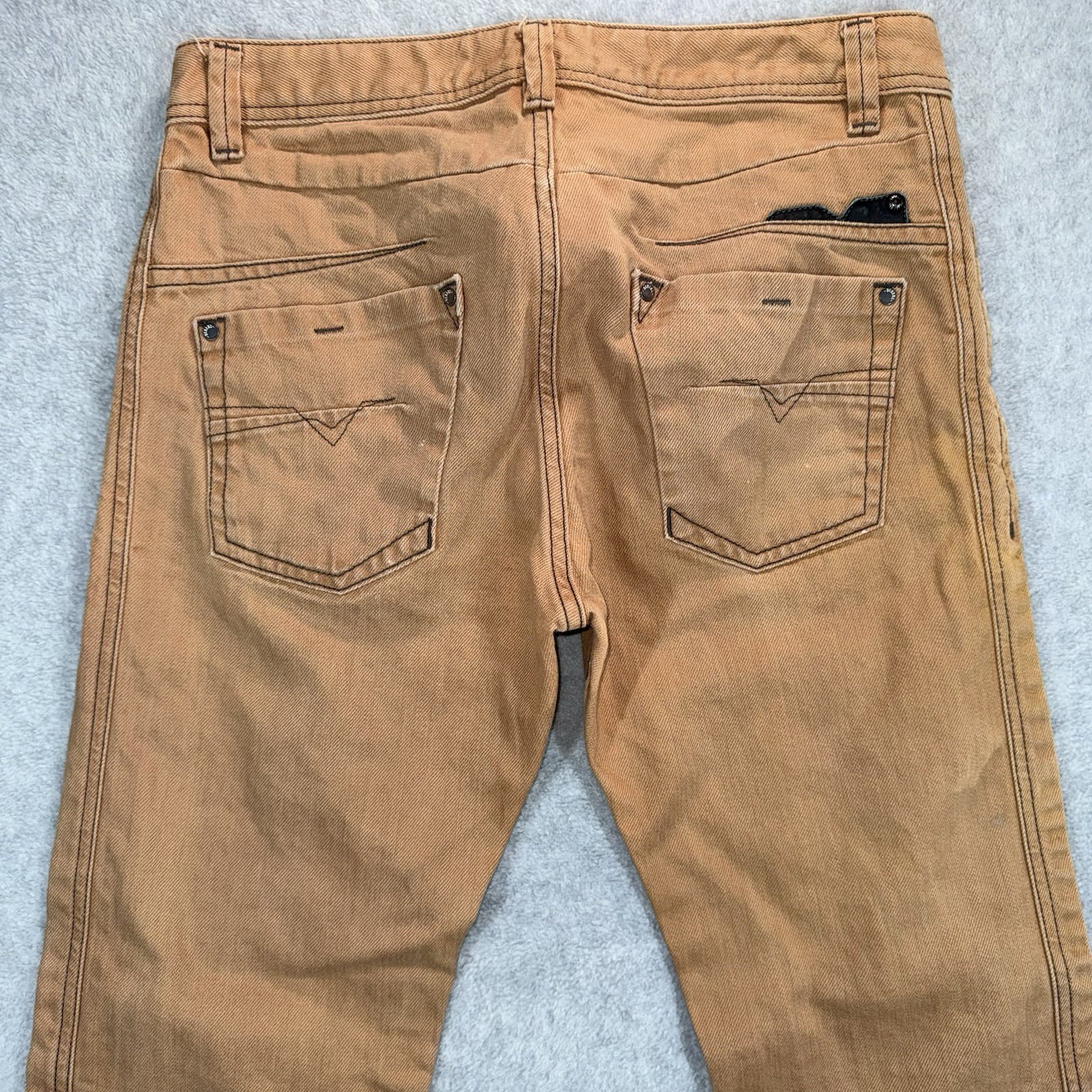 Diesel DARRON Jeans Mens 30×31 Tan Brown 3D Regular Slim Tapered Denim EUC