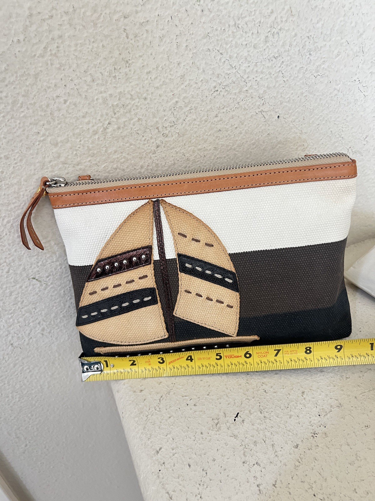 Genuine Brighton Windstar Canvas Cosmetic Bag w/Leather Star Applique E9564W NWT