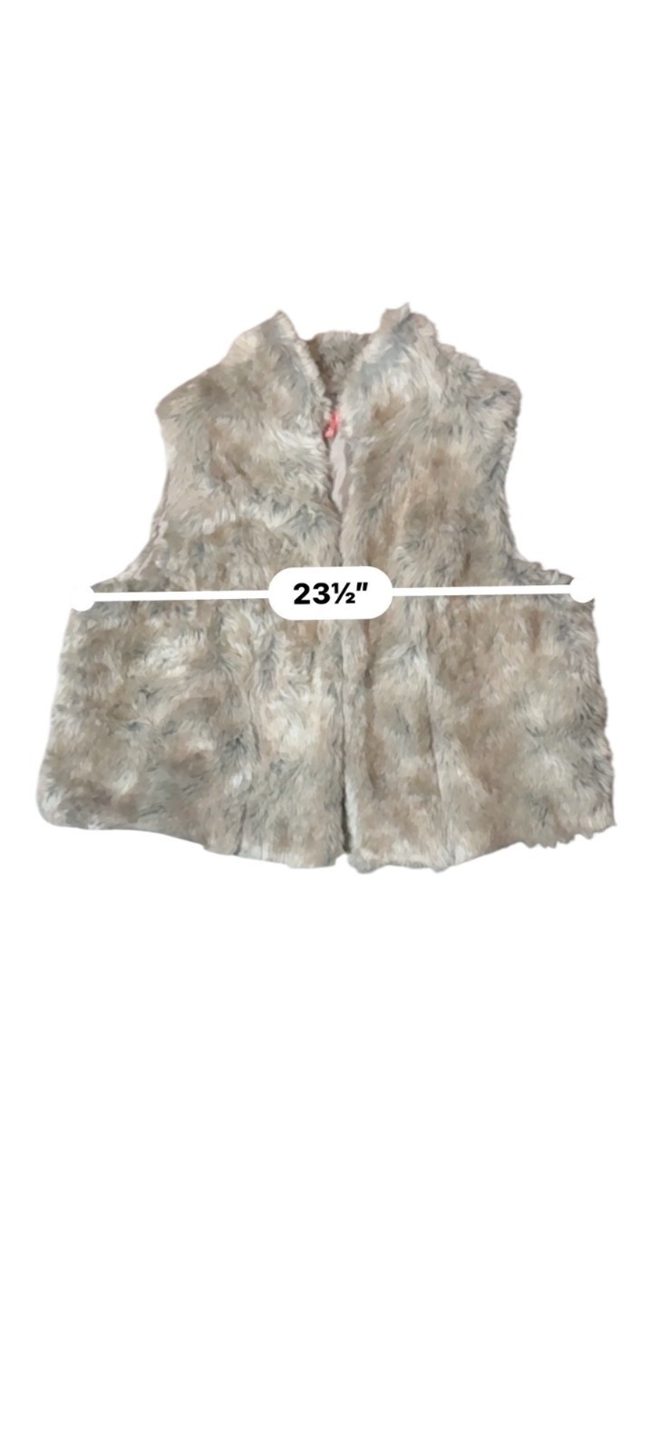 Elle Womens Acrylic Blend Faux Fur Open Front Vest Grey Brown Multi Size 1X EUC