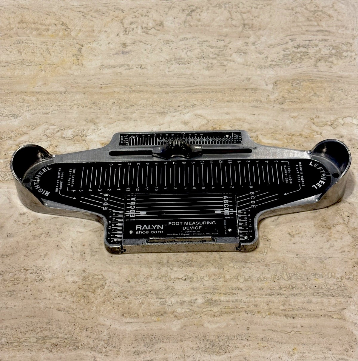Vintage RALYN Foot Shoe Size Measuring Device Childs Model Aluminum Justin Blair
