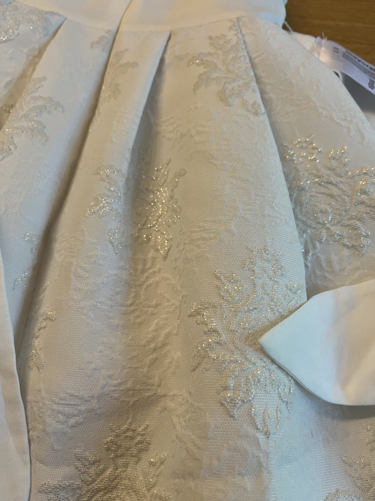 Mayoral White Baby Dress With Shimmer Embroidery And Sash, Size 2