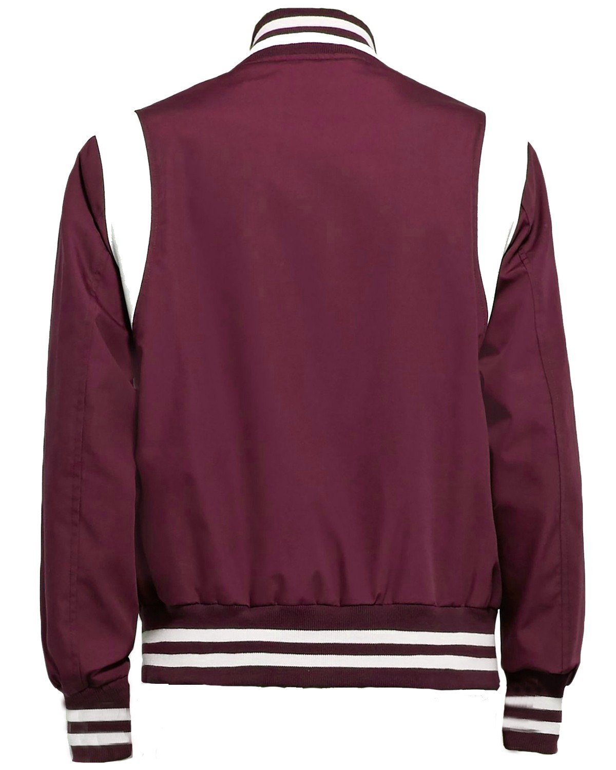 Varsity Letterman Jacket Satin Maroon White Striped Shoulder For Men, Women Kids