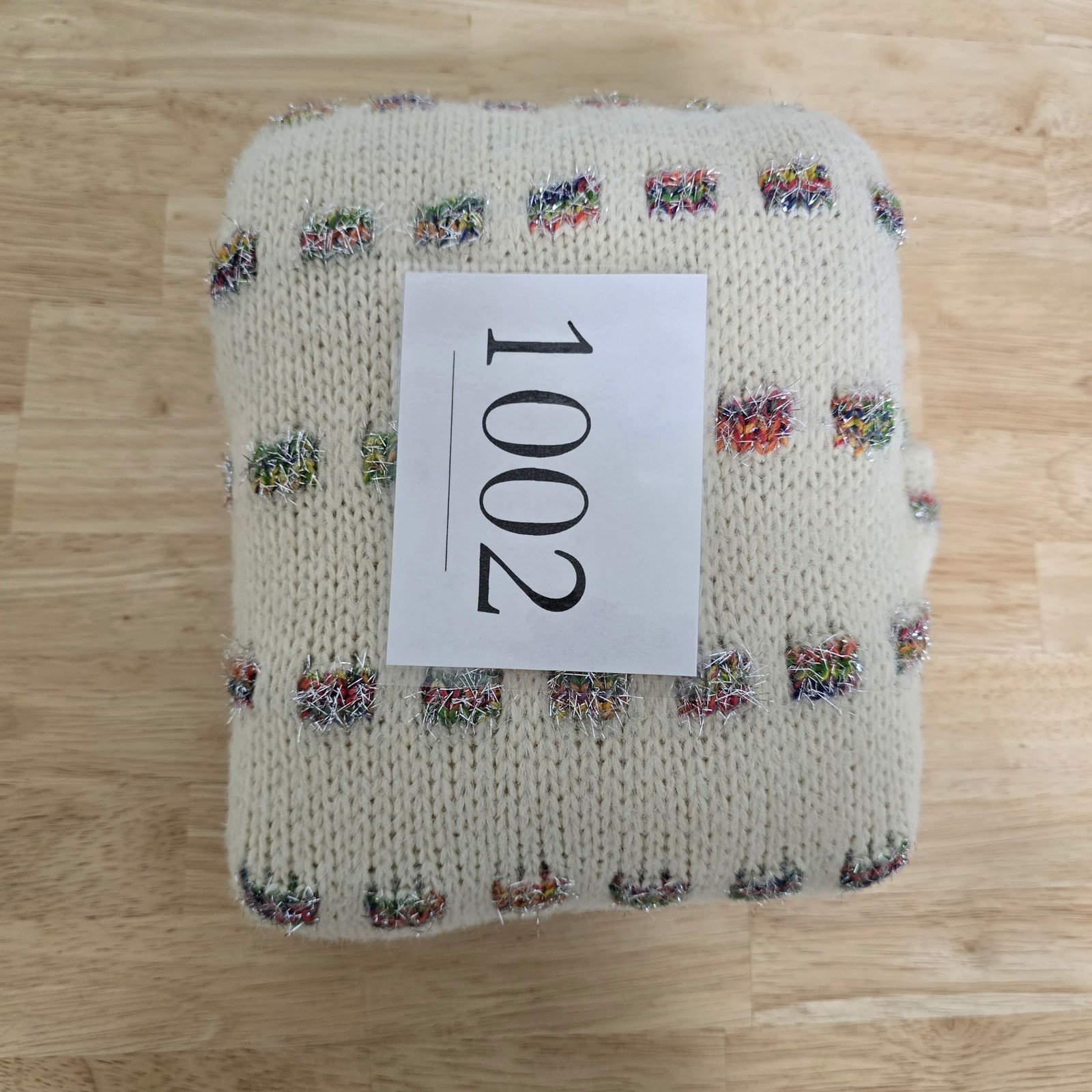 Moth Anthropologie Ivory Multicolor Metallic Lurex Dash Knit Sweater Womens XXSP