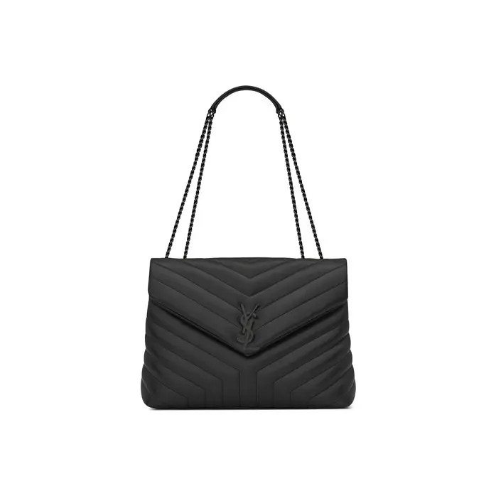SAINT LAURENT Black Logo Chain Shoulder Bag Medium Women’s 12.5×4.7×8.6 in