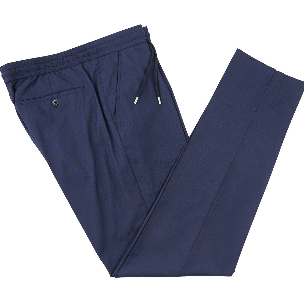 Brett Johnson Navy Blue Herringbone Wool Drawstring Pants L 35-36 (Eu 52) NWT