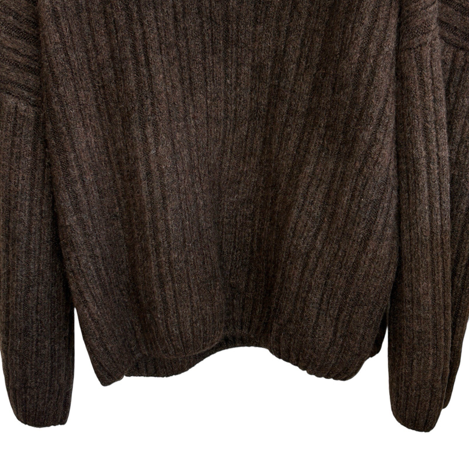 Source Unknown Becca Oversized Sweater O/S Chunky Knit Money Roll Neck Brown NEW