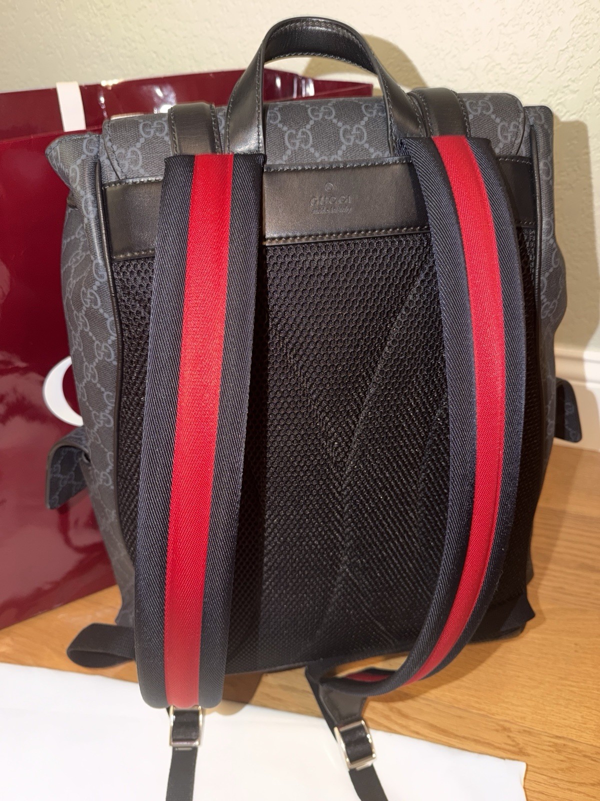 Gucci Ophidia Large Backpack Supreme Black Canvas Only, Excellent Condition