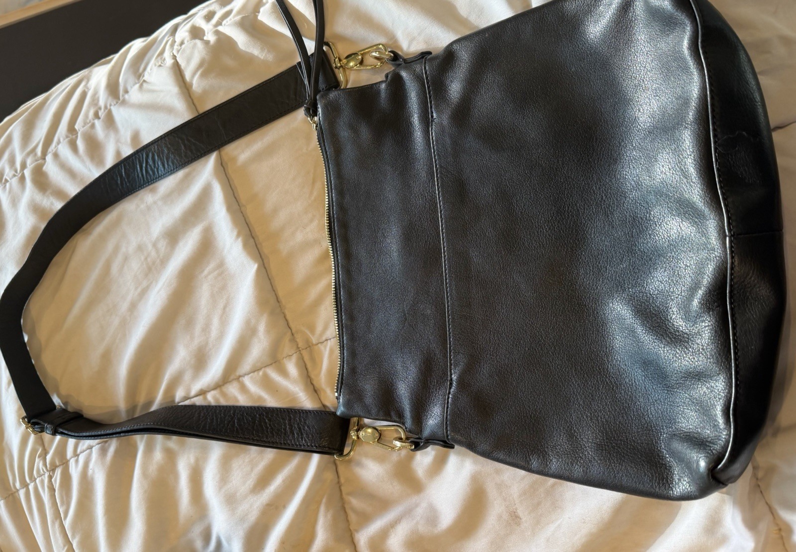Margot Black Crossbody Bag Gold Hardware Zip/Magnetic, Lined, Pockets