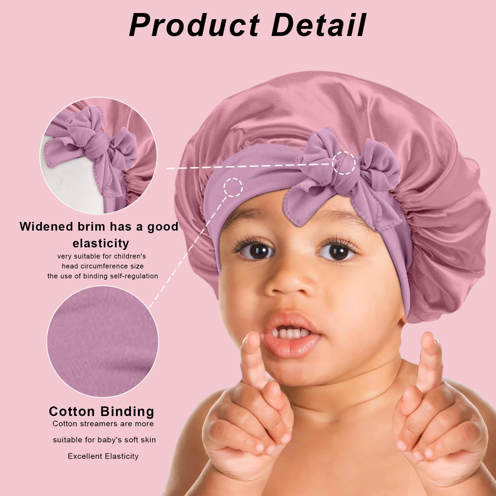 3 Pack Kids Silk Satin Bonnets Toddler Caps for Sleeping Curly Hair Boys Girls..