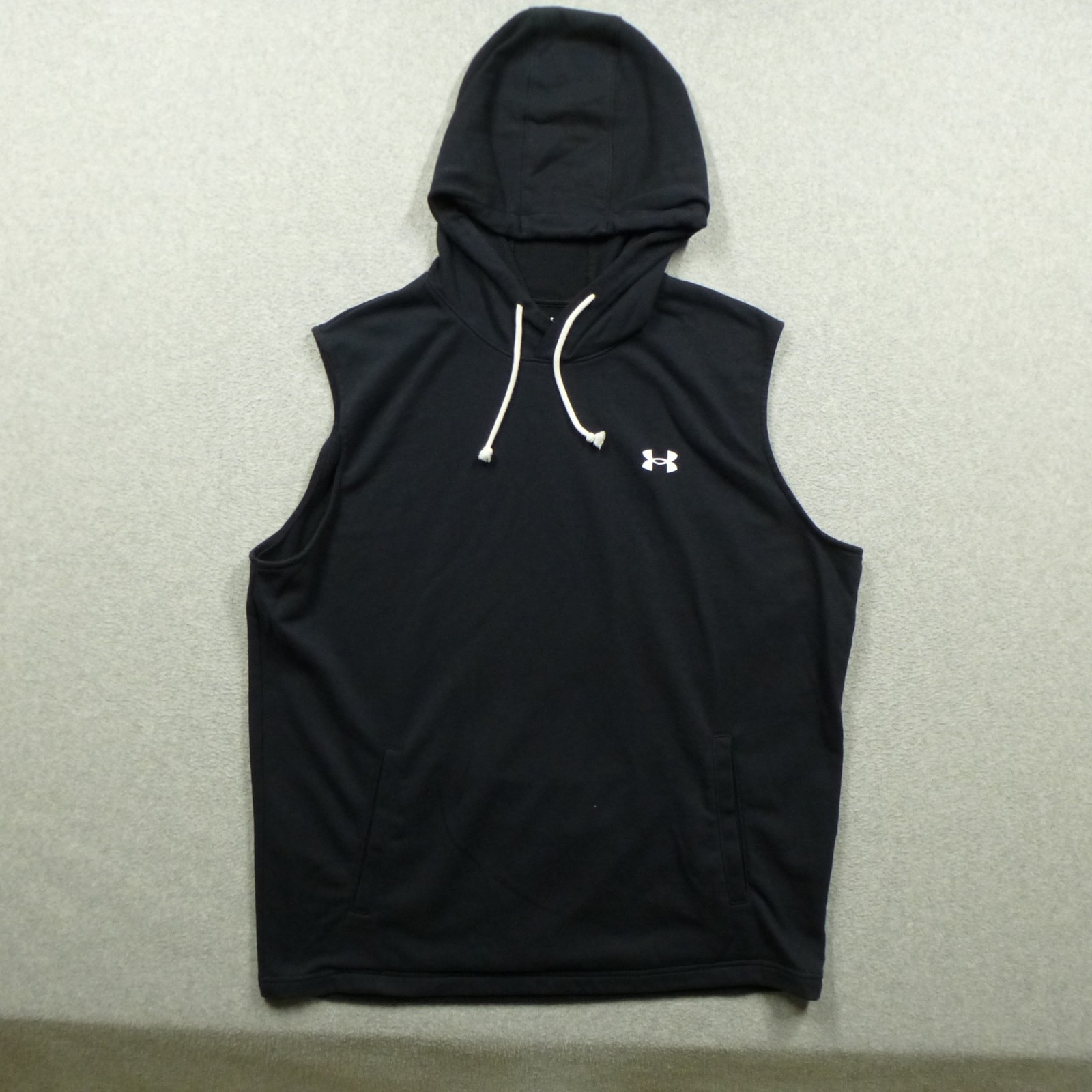 Under Armour Hoodie Mens 2XL Black Sleeveless Pullover Workout Gym Sports Active
