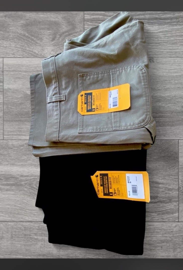 Carhartt 2 Pairs of Rugged Flex Relaxed Fit Work Pant 42×32 Beige and Black NWT