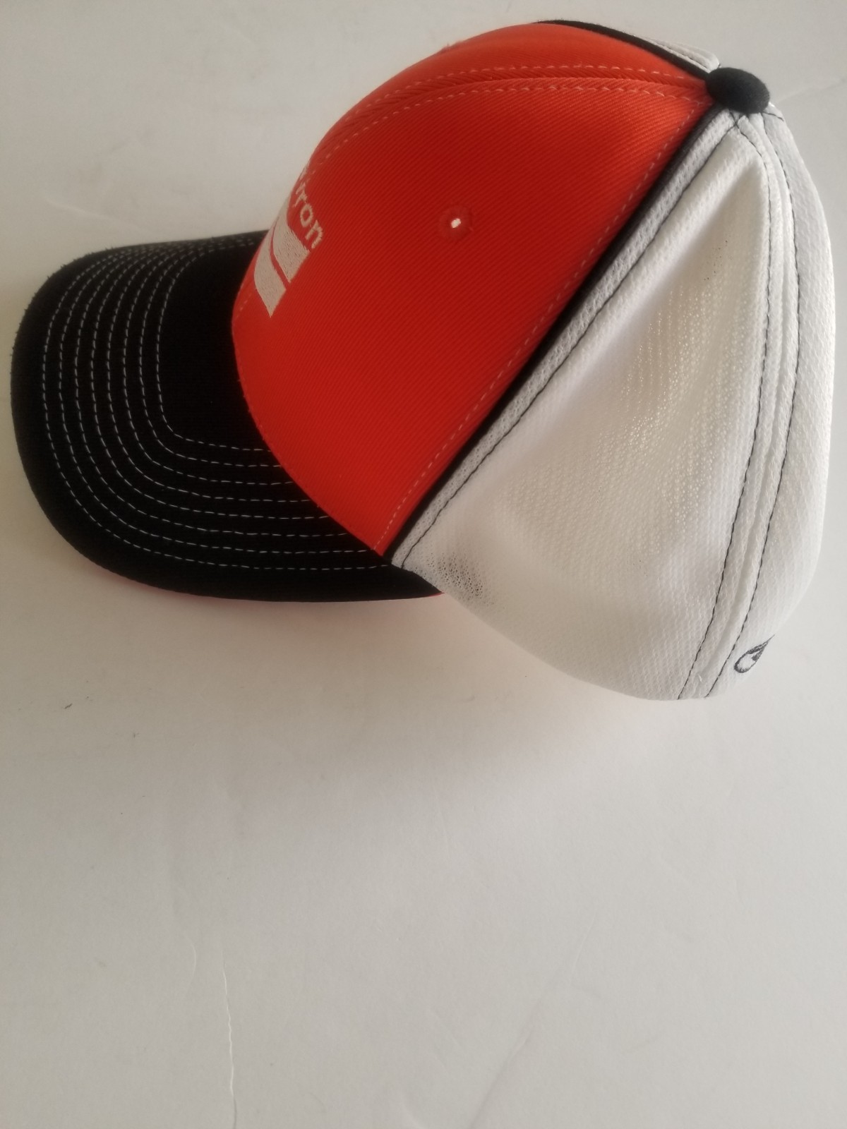 Chevron Orange/White/Black Baseball Cap Embroidered Ad Logo LG/XL