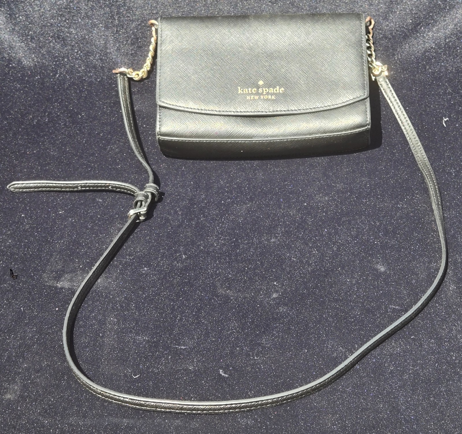 Kate Spade Staci Small Flap Crossbody Bag Black Saffiano Leather WLR00632