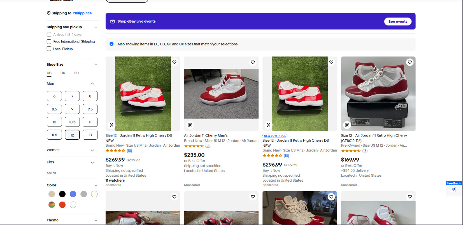 Air Jordan 11 Retro White/Varsity Red CT8012-116 Size 12
