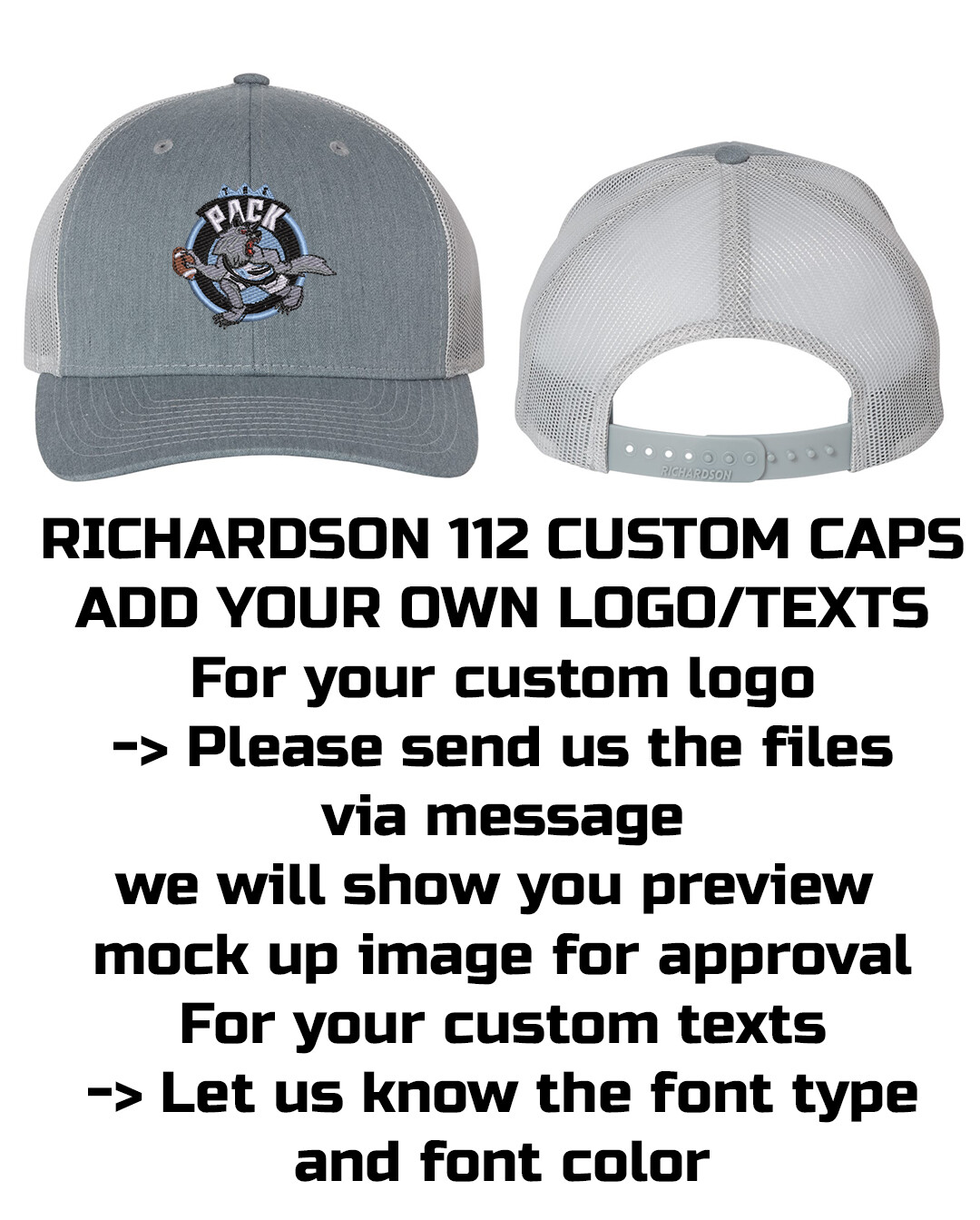 Ink Stitch Richardson 112 Custom Logo Texts Stitching Logo TextsTrucker Caps