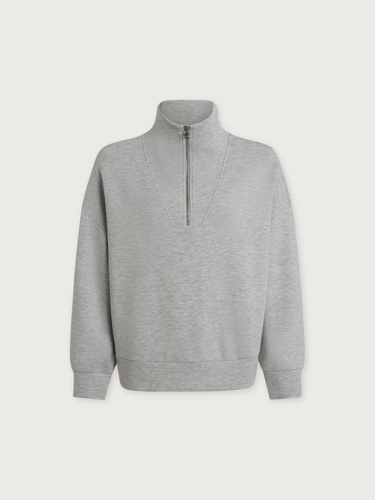 Varley Hawley Half-Zip Sweat in Light Grey Marl, Size X-Small