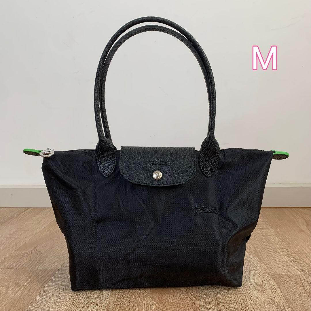 Longchamp Le Pliage Tote Bag M Black with Horse Embroidery