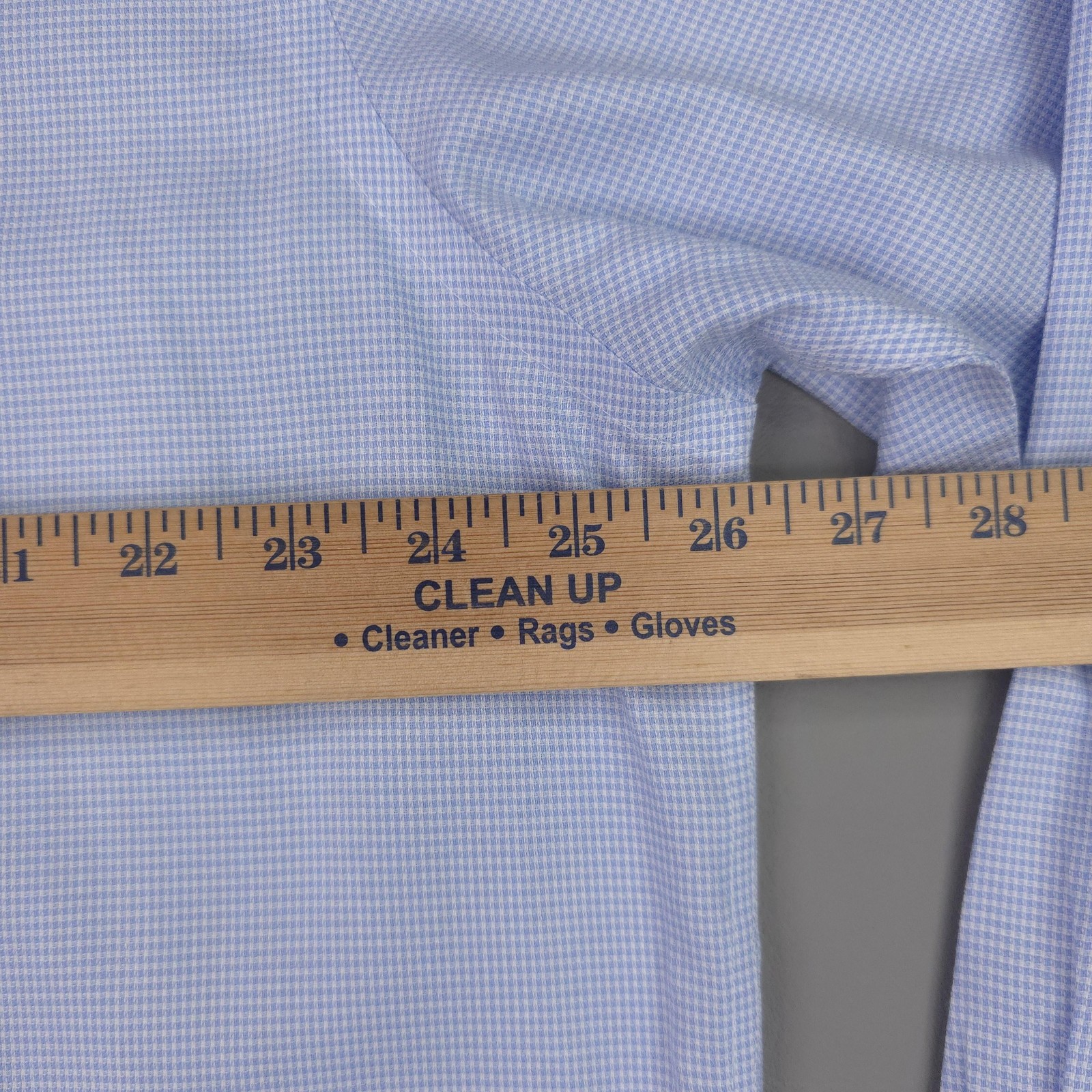 Brooks Brothers Shirt Mens 17 34/35 Blue Gingham Regular Fit Non Iron Cotton