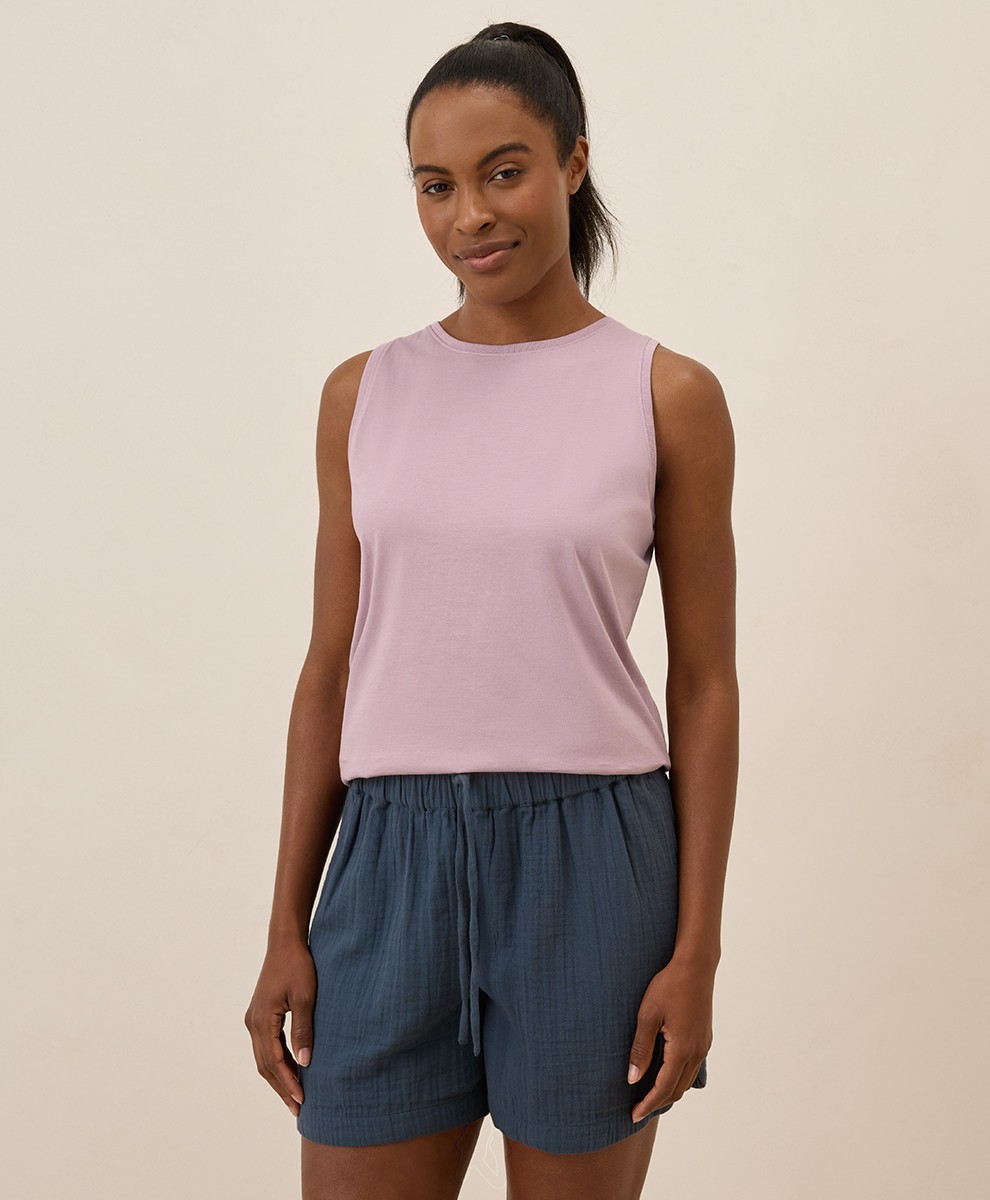 Pact Women’s Softspun High Neck Tank Medium Lavender Haze Sleeveless Top