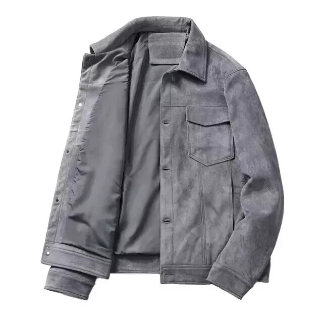 Mens Gray Racer Leather Jacket Pure Suede XS S M L XL XXL 3XL 4XL Custom Made