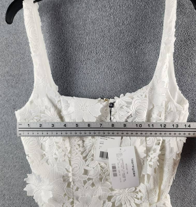 Generation Love Lisette 3D Lace Belted Dress Women’s S White Back Zip Closure