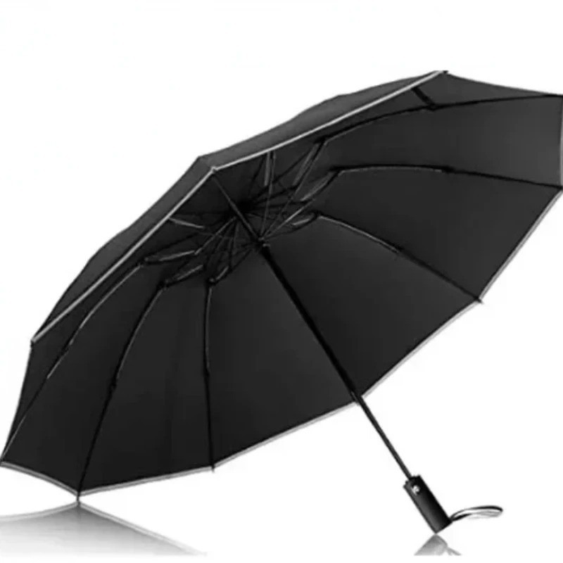 Men Women Automatic Reverse Folding Umbrella Windproof UV Reflective Stripe*