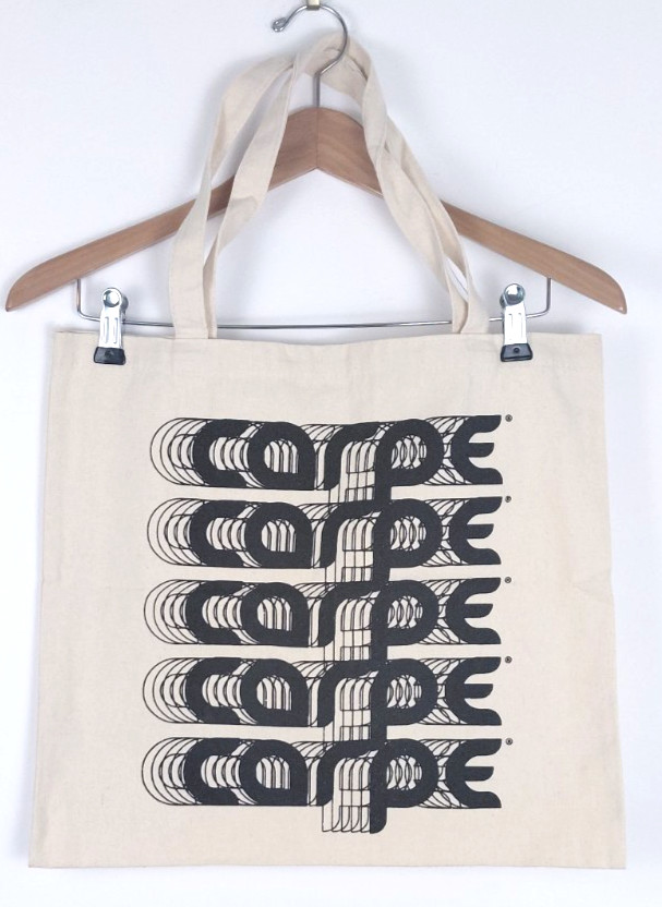 Carpe Canvas Tote Bag Black Graphic Print Retro