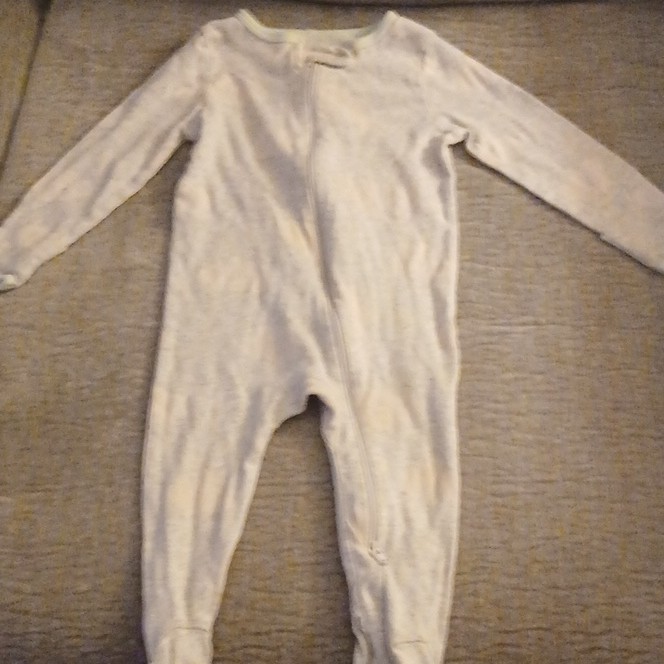 Cloud Island 9M Cotton Knit Coverall One-Piece Long Sleeve Zip, White