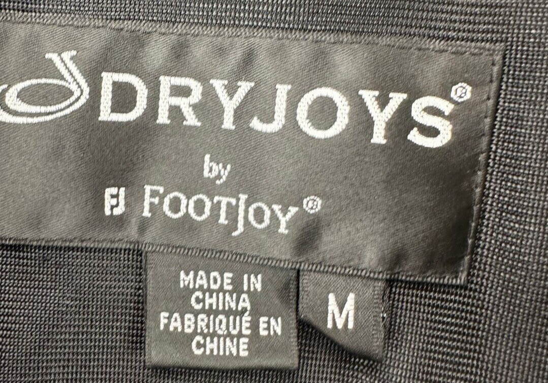 Dryjoys Footjoy Jacket Mens Medium Black Full Zip Windbreaker Pocket Long Sleeve