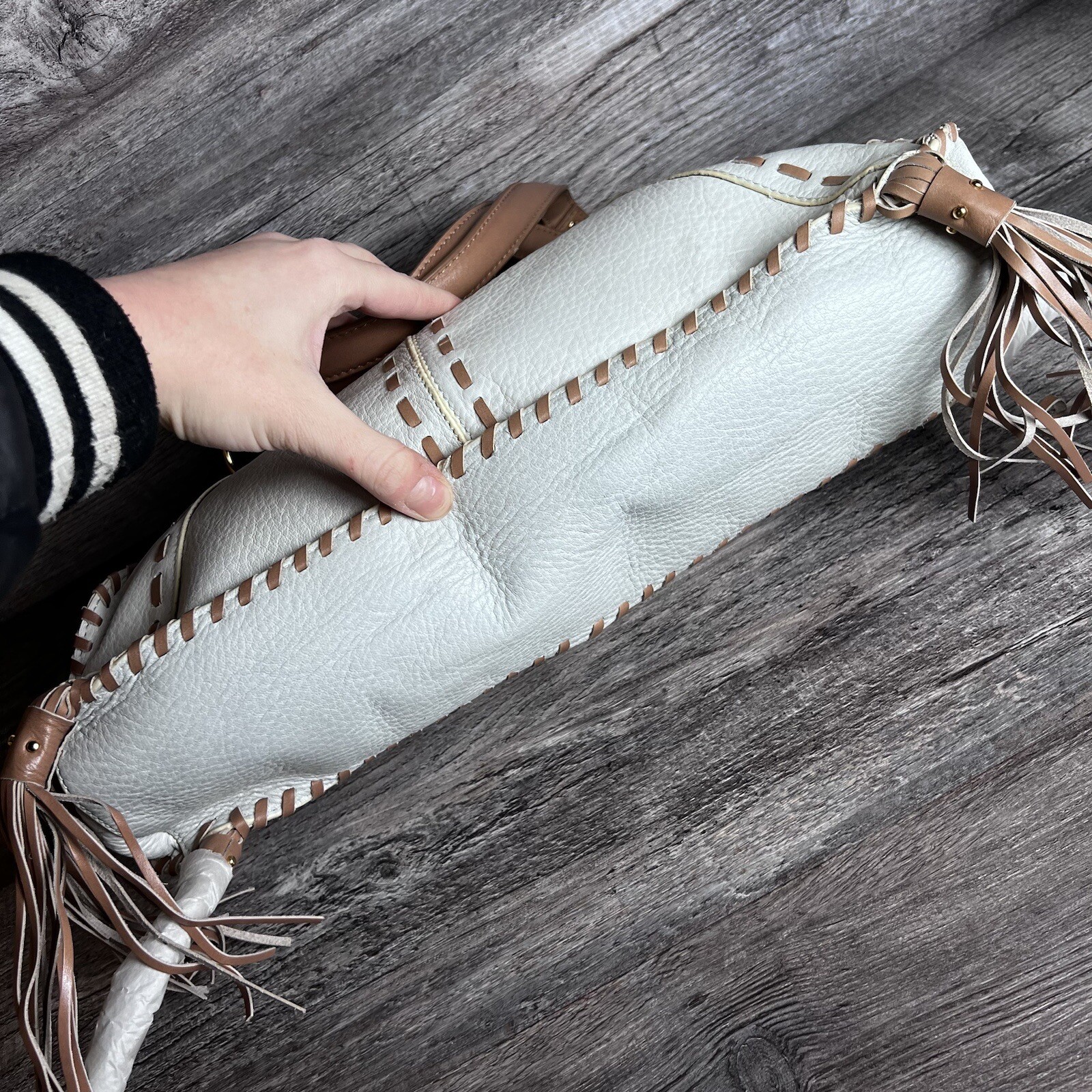 NEW RETRO LAUNDRY ICE 0270 LEATHER BRAIDED SATCHEL PURSE HAND BAG