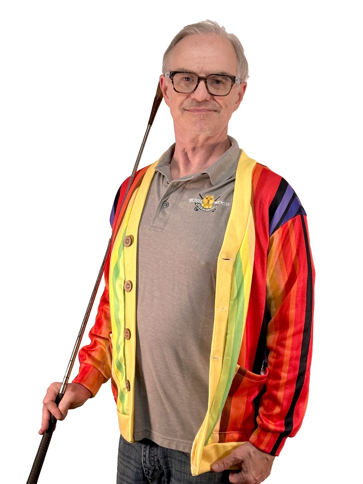 Rodney Dangerfield Caddyshack Style Golf Sweater Rainbow