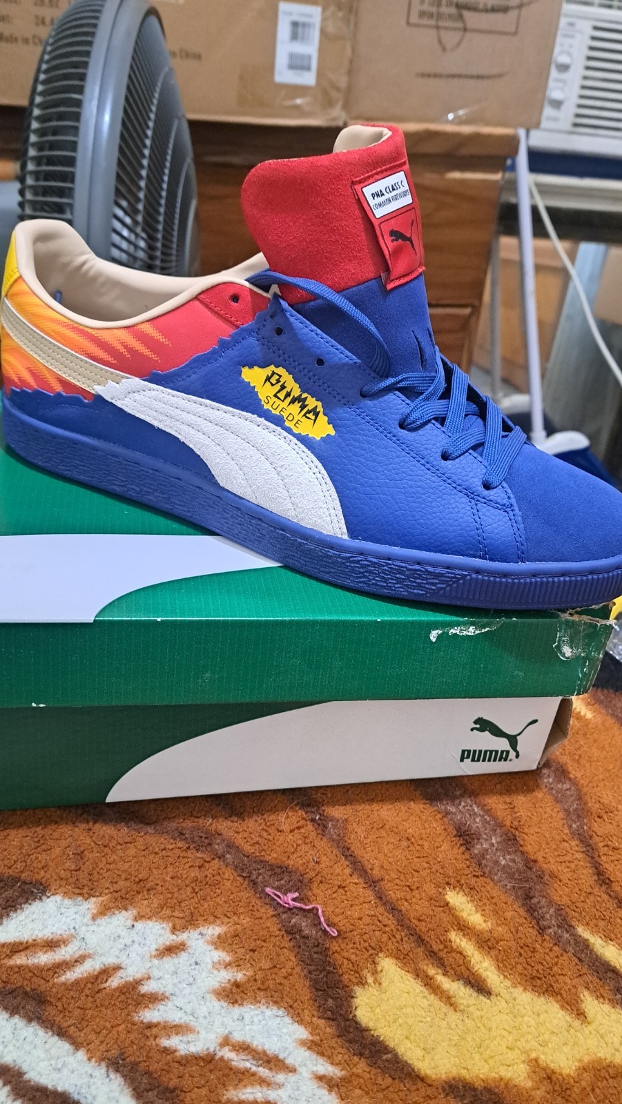 PUMA Suede Batman Layers Firecracker Mazarine Blue Suede Sneakers 382966-01