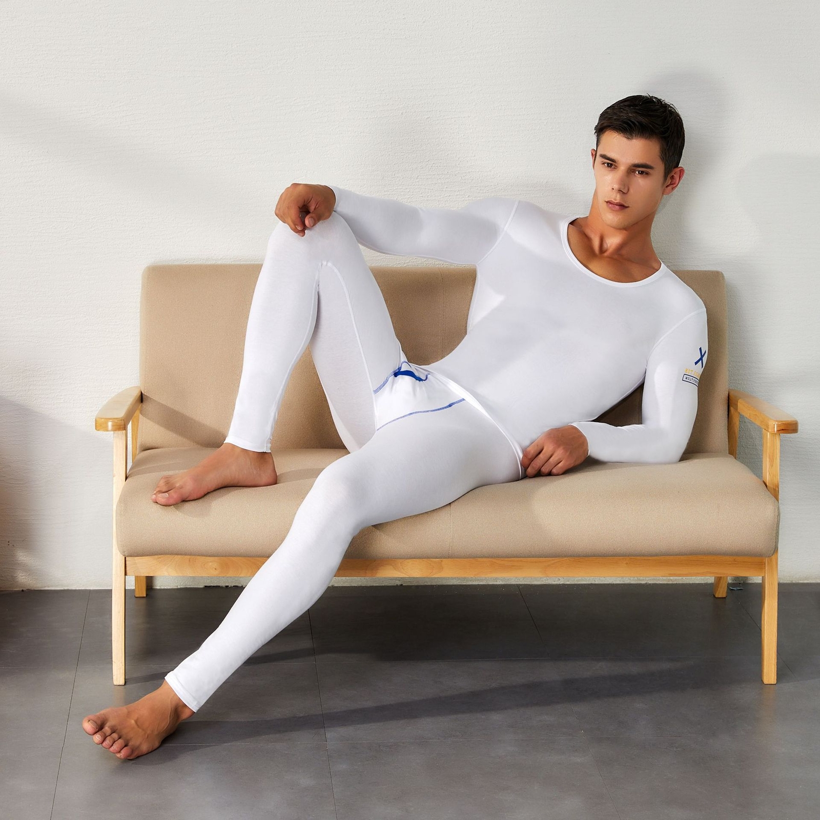 Mens Long Underwear Set Bottom and Top Thermal Long Johns Fleece Lined Suit