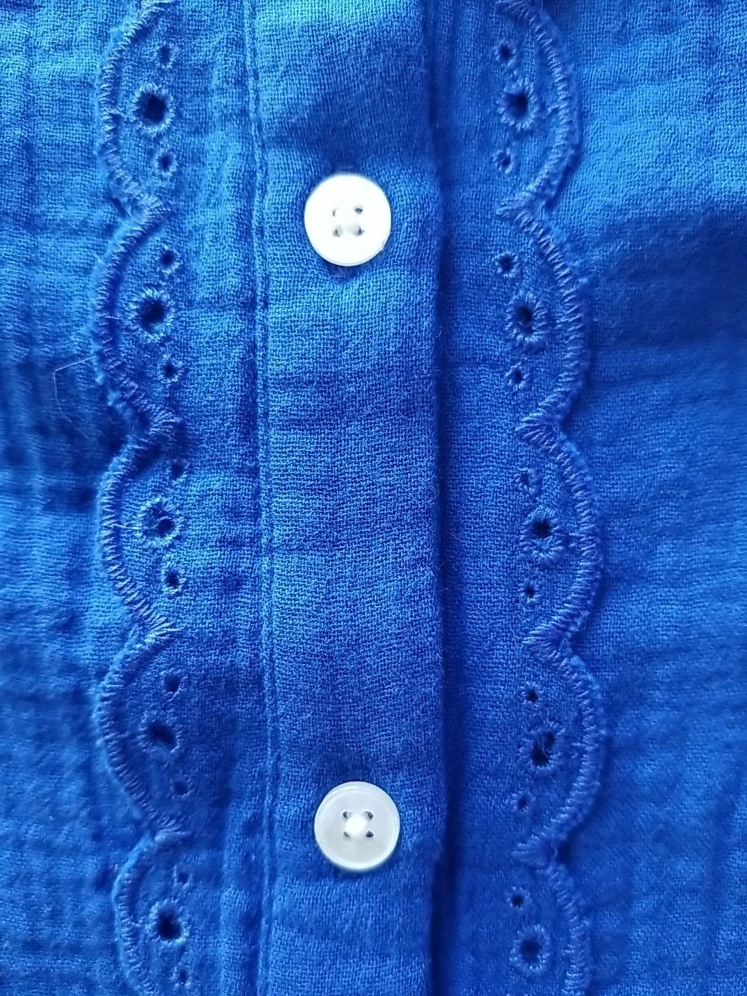Boden Double Cloth Scallop Blouse US 6 NWT Cobalt Bright Blue Broderie Eyelet