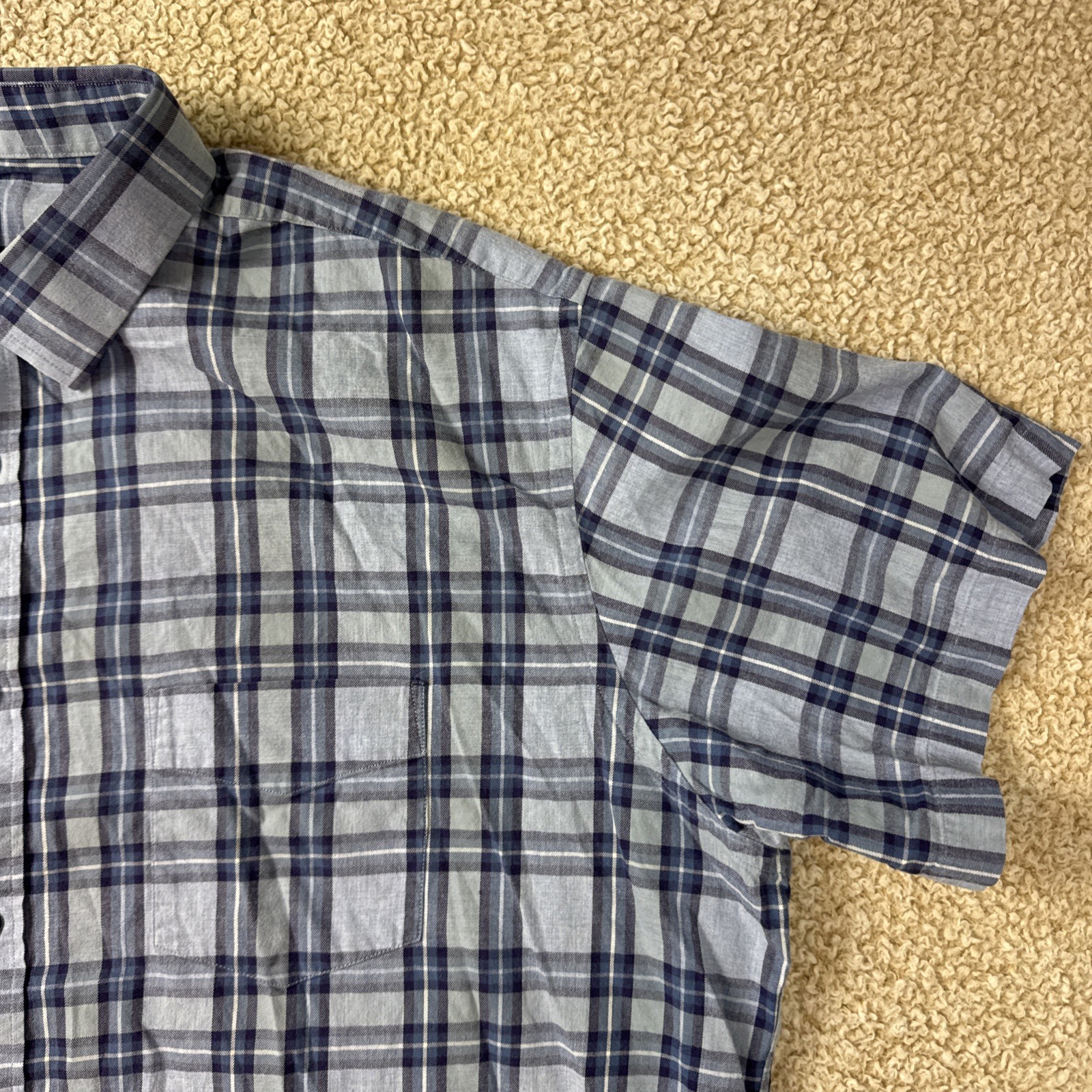 UNTUCKit Men’s XXXL Button Plaid Check Shirt Blue 3XL Short Sleeve