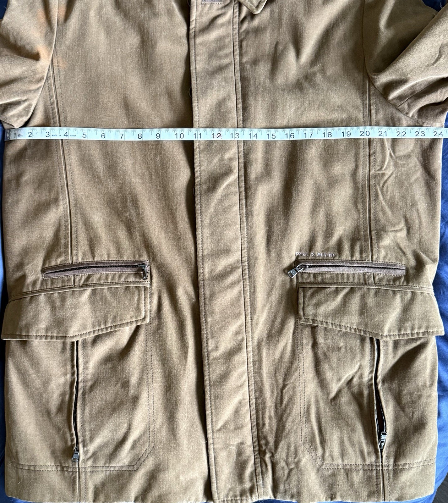Paul & Shark Yachting Italy Jacket Brown Tan L Zip/Button