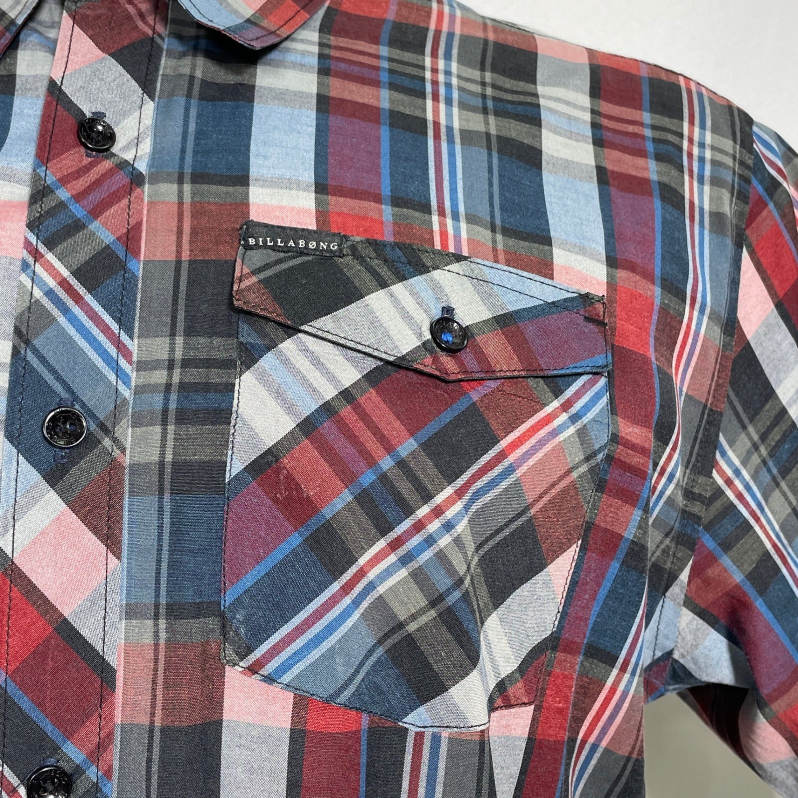 Billabong Reguar Fit Multicolor Plaid Long Sleeve Button Down Shirt Men’s LARGE