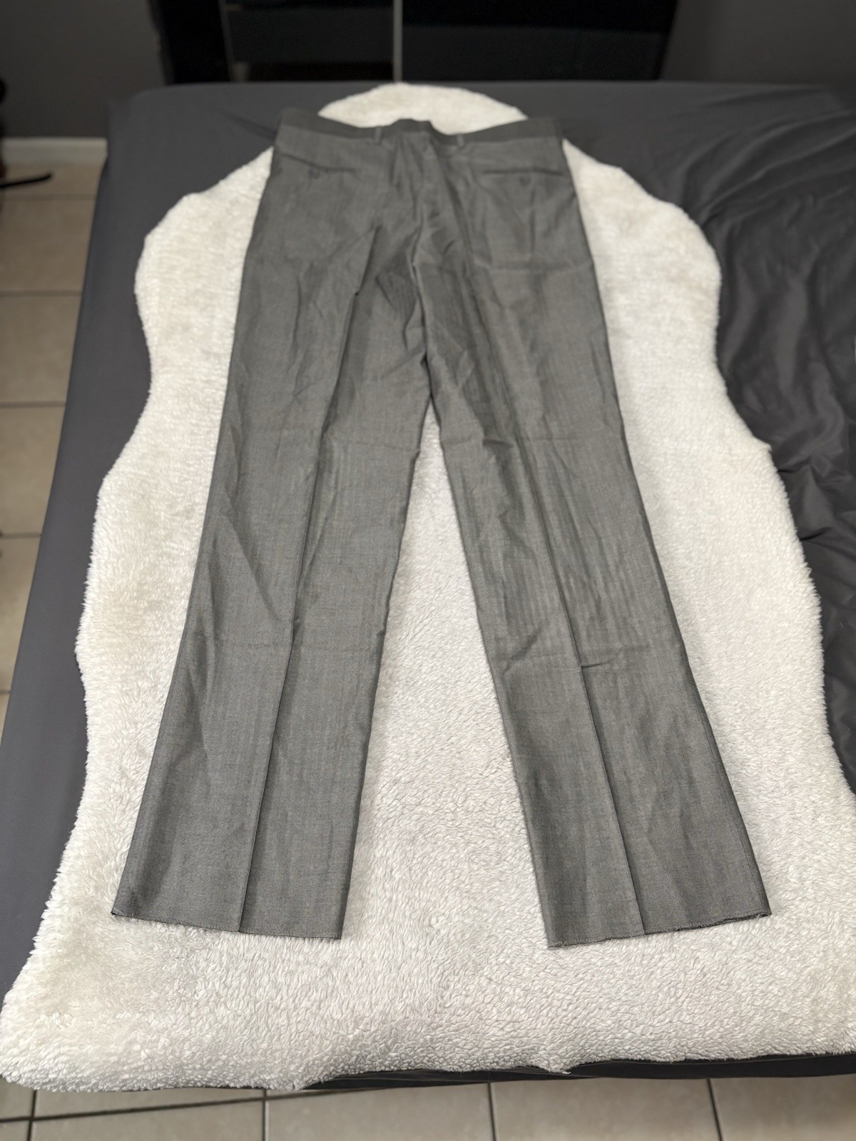 New Galliani Gray Wool Pleated Dress Pants Size 36 Italy Herringbone Unhemmed