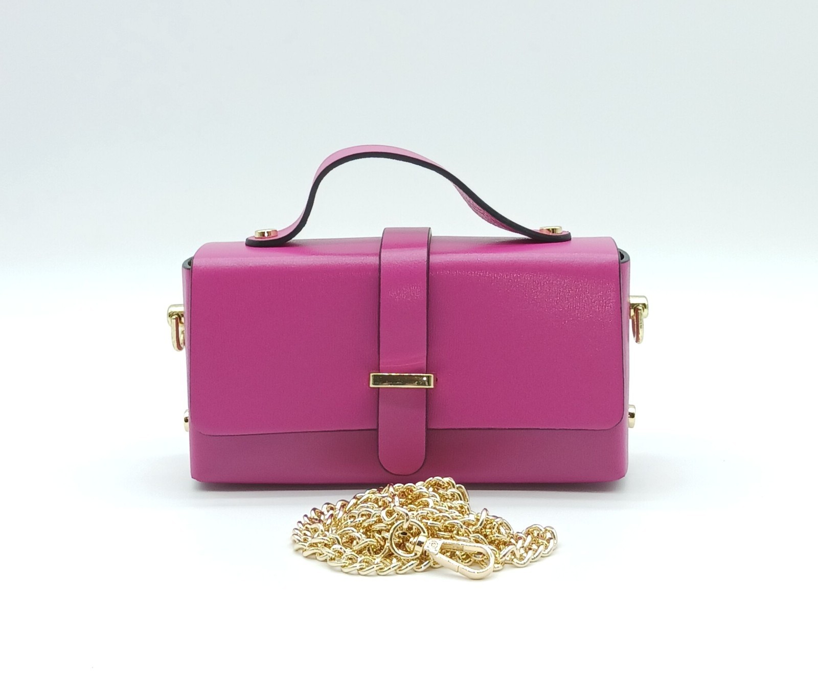 Fuchsia Italian Genuine Leather Small Crossbody Handbag – Made In Italy