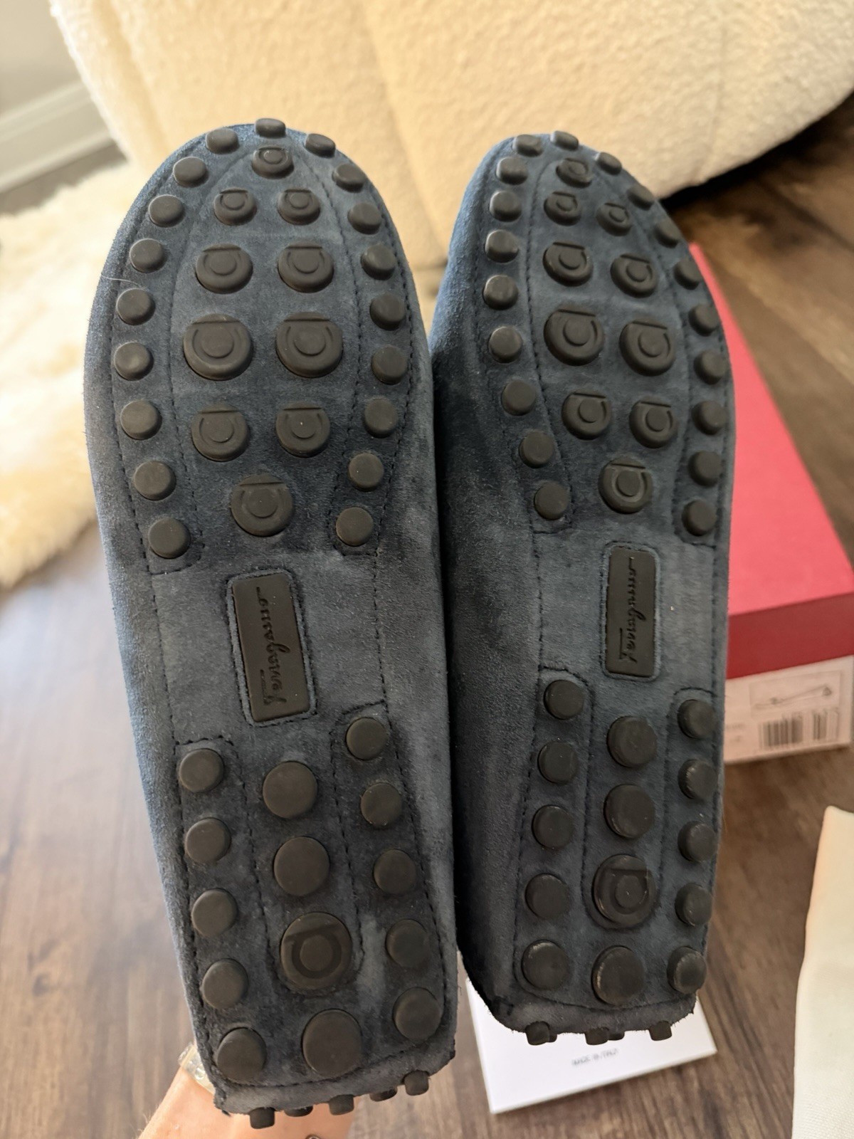 Ferragamo Women Suede Berra Loafers Blue Size 10