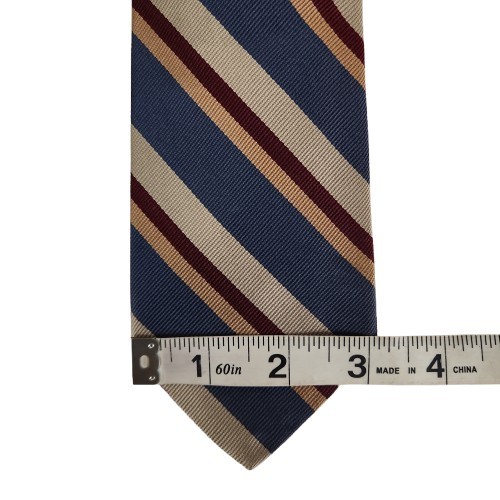 Vtg. Robert Talbott/Jack Henry Blue Red Tan Orange Classic Stripe 100% Silk Tie