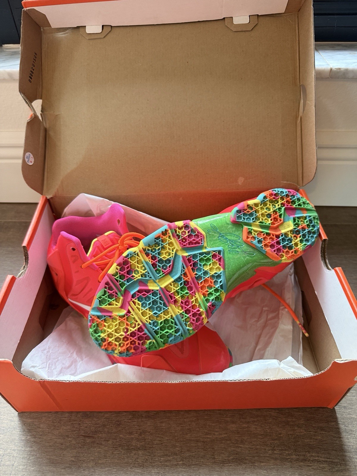 Nike LeBron 11 XI Fruity Pebbles GS Size 7Y Laser Crimson Multi Color w/ Box